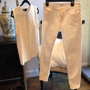 White frame jeans